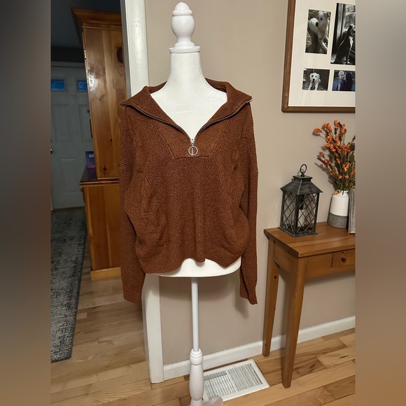 love ellie Sweaters - Brown Half-Zip Sweater